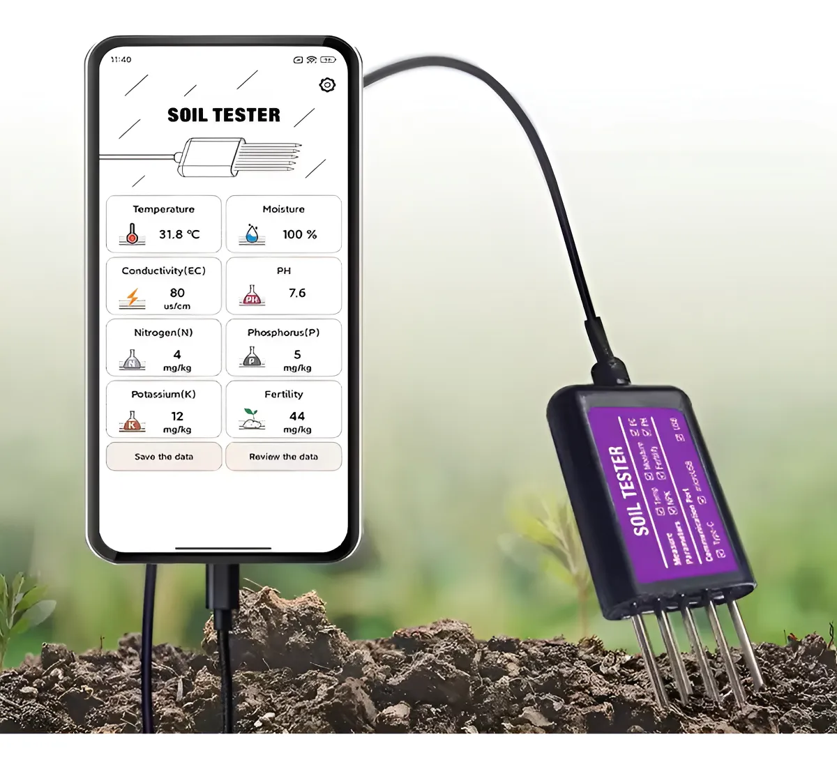 sensor medidor de suelo de 7 parámetros ph ec npk t h sensor medidor de suelo de 7 parámetros ph ec npk t h