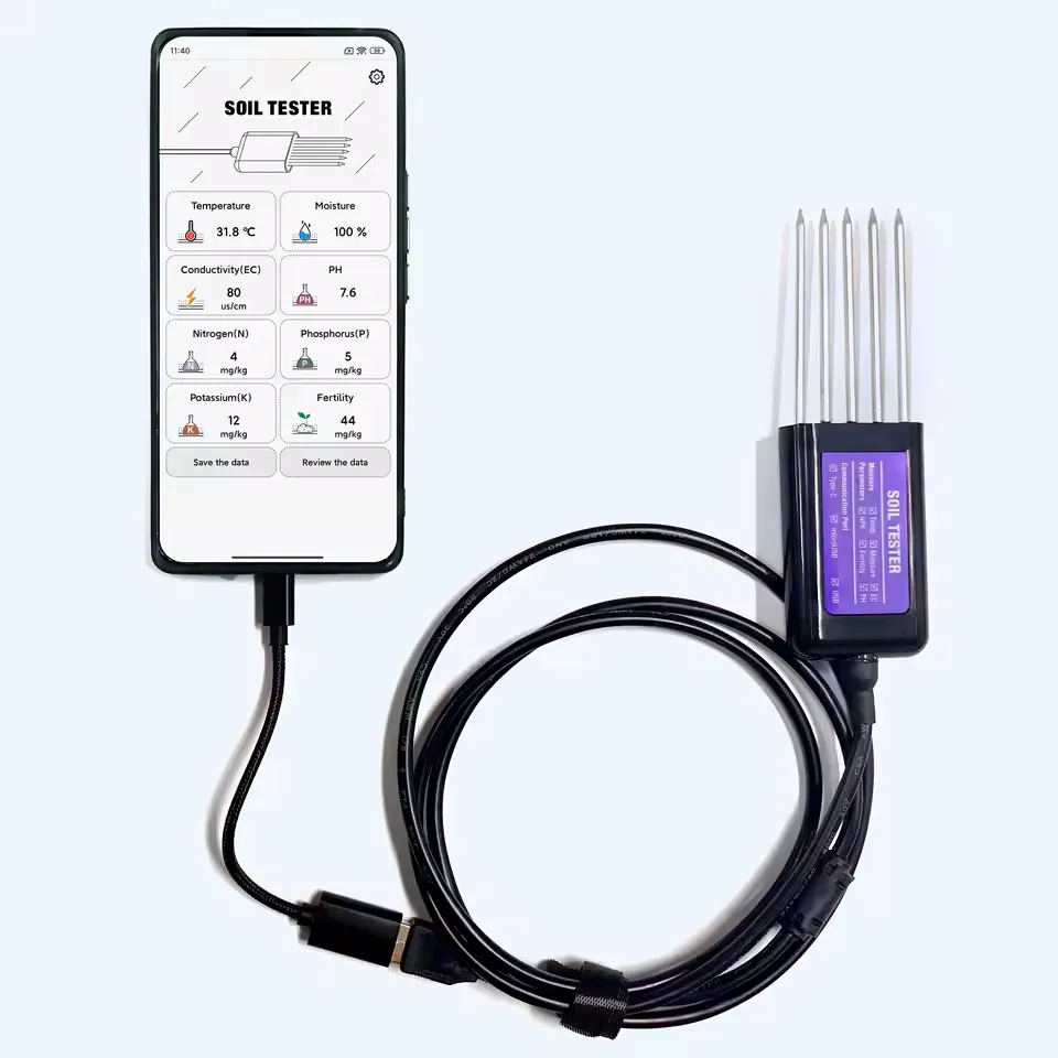 sensor medidor de suelo de 7 parámetros ph ec npk t h sensor medidor de suelo de 7 parámetros ph ec npk t h